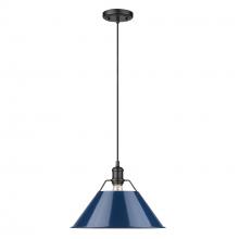  3306-L BLK-NVY - Orwell BLK Large Pendant - 14" in Matte Black with Matte Navy shade